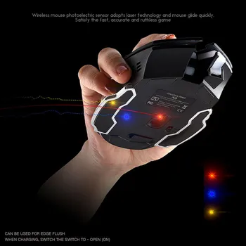 Bezmaksas Vilks X8 Bezvadu Pele, ar Uzlādējamu Klusums Spēļu Pele Uzlādējams X8 Bezvadu Klusums LED Backlit USB, Spēļu Pele