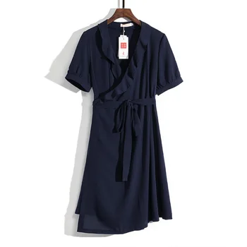 2019. gada Vasarā Jaunas Liela Izmēra Sieviešu Brīvs Dress Vintage Puse Sieviešu Kleita Gadījuma Elegants Vestidos Šifona 5xl Plus Lieluma kleitas
