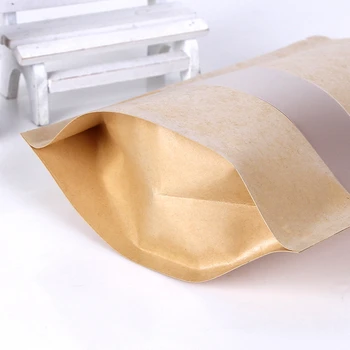 100gab Kraftpapīrs logu rāvējslēdzējs soma brūna atkārtoti pašblīvējošu konfektes, maizes, cepumu dāvanu maisu