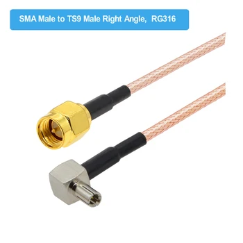 2GAB RP-SMA Male Elkonim TS9 Male Plug taisnā Leņķī RG316 Bize pagarinātāja Kabelis 3G Modem Router Antenas Jumper Cord