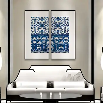 Tradicionālā Ķīniešu Zilā Un Baltā porcelāna Modelis Totem Kanvas Glezna Bļodā Drukāt un Grafiskās Mākslas Sienas Plakātu Mājas Dekoru