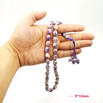 Dabas Violeta korpusa Tasbih Ramadāna Dāvanu graciozs rožukroni Musulmaņu lūgšanu krelles 33 krelles tespih islāmu aproce