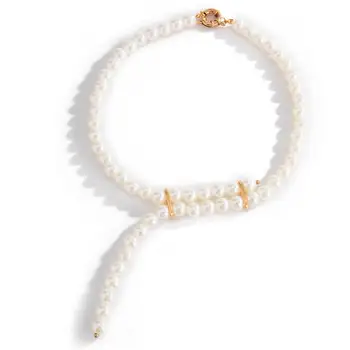 SHIXIN Piekariņi Īss Pērle sānslīdi kaklasaite Kaklarota Colar Modes Baltās Krelles, Pērļu Kaklarotas Sieviešu Kāzu Rotaslietas Collier Femme 2020