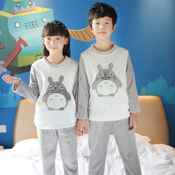 Ziemā Zēni Meitenes Sleepwear Pidžamas Komplekts Karikatūra Totoro Homewear Drēbes Uzvalku Panda Pilnu Piedurknēm Pijamas Infantil Pidžamas Bērniem