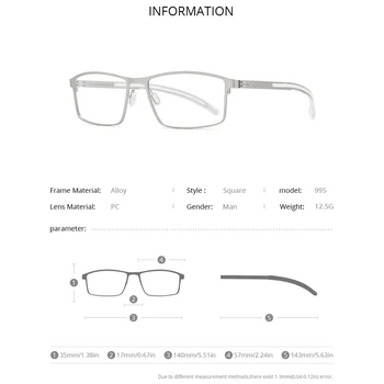 FONEX Sakausējuma Optiskās Brilles Vīriešiem Laukumā Tuvredzība Brilles Rāmis 
