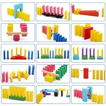 2-120pcs/komplekts Krāsa Veida Koka Domino Iestāde Piederumi Bloki Jigsaw Pieaugušo Domino Spēles Montessori Rotaļlietas Bērniem