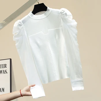 Adīts Sieviešu Džemperis ar garām Piedurknēm Augstums Apkakles Rudens Džemperi Džemperis Sieviešu Rudens Modes Jaunas Drēbes 2020. Gadam Balta, Melna
