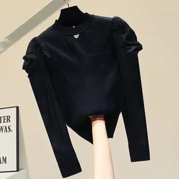 Adīts Sieviešu Džemperis ar garām Piedurknēm Augstums Apkakles Rudens Džemperi Džemperis Sieviešu Rudens Modes Jaunas Drēbes 2020. Gadam Balta, Melna
