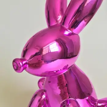 Rose Sarkans Metālisks Balonu Dzīvniekiem Zaķis Naudas Kaste Trušu Statuetes Amerikāņu Pop Mākslas Amatniecības Rotājumu Keramikas Amatniecība Patīk ZIEMSVĒTKI Giftl