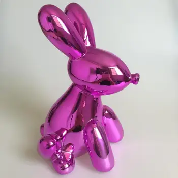 Rose Sarkans Metālisks Balonu Dzīvniekiem Zaķis Naudas Kaste Trušu Statuetes Amerikāņu Pop Mākslas Amatniecības Rotājumu Keramikas Amatniecība Patīk ZIEMSVĒTKI Giftl