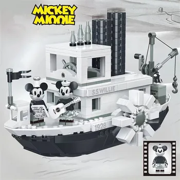 842pcs Disney Willy Tvaikonis, Celtniecības Bloki, Mickey Minnie Bērnu Izglītības Montāža Rotaļlietas