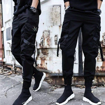 Ir 2021. Jaunu Stilu Gadījuma Bikses Vīriešu Kokvilnas Streetwear Hip Hop Black Vīriešu Joggers Bikses Multi-Kabatas Cilvēks Bikses