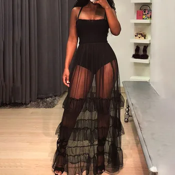 Skatīt Caur Sexy Club Acs Gara Kleita Sievietēm Ruffles Āfrikas Modes Siksna Maxi Kleitas Bez Piedurknēm, Vasaras Gadījuma Pludmales Tērpu 2020