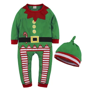 2018 Jaundzimušo Ziemassvētku Bērnu Kombinezonus Tērpu Apģērbu Pavasarī Baby Boy Girl Bērnu Un Zīdaiņu Apģērbu, Kas Top+Cepure Jumpsuits