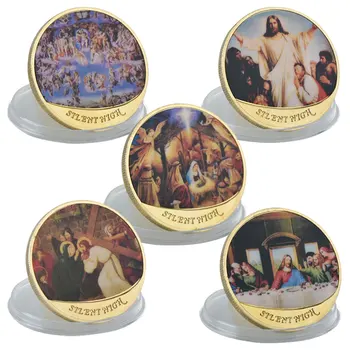 5gab/daudz Zelta Pārklājumu Monētas Jēzus Klusa Nakts, Princis Miera Euro Monētu Kolekciju Monētas Krievijas Oriģinālu Ziemassvētku Dāvanu