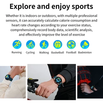 LIGE grezns Uzņēmumu Sporta smart skatīties Vīrieši Pilna ekrāna pieskarieties darbību iPhone sirdsdarbība Modes veselības smartwatch Sievietēm