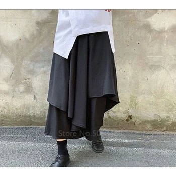 Vīriešu Bikses Japāņu Stila Bikses Melnā Modes Haori Samurai Cosplay Kostīmi Streetwear Gotu, Punk Karnevāla Puse Plus Lieluma