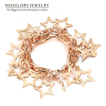 Neoglory Modes Rotaslietas Gaiši Dzeltenā Zelta Krāsā Pilns Zvaigznēm Dizaina Rokassprādzes, Aproces, lai Sievietes Jauno 