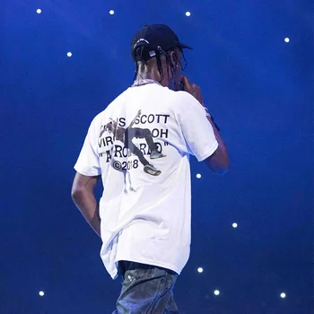 RAKSTS Vīriešu T-krekls Ventilators Burtu Drukāšanas Travis Scotts ASTROWORLD Kabatas Grafiskais Tshirts Burtu Drukāšanas Streetwear Hip Hop Tee