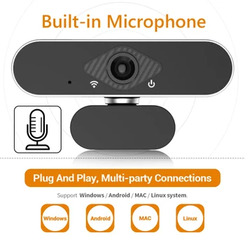 1080P Full HD Webcam USB Draiveris Bezmaksas Web Kamera ar iebūvētu HD Mikrofons Dzīvot Straumēšanas Video Konferences You tube live