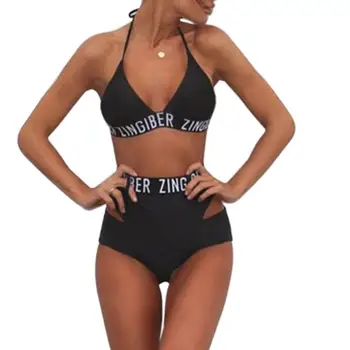 Sexy Brazīlijas Bikini Sievietēm Lenta Pārsējs Bikini Komplekts Push-Up Brazīlijas Peldkostīmi Beachwear Peldkostīmu Badpak Dames Zwart Divus DATORUS