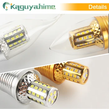 Kaguyahime 10pcs Alumīnija LED Sveces Spuldzes E14 220V 7W 9W 12W LED Lampas, Zelta, Sudraba, Lai Lustra, Telpās, Sveču Gaisma Lampada