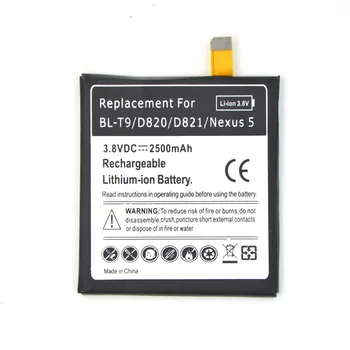 Reālā Jauda, LG Google Nexus 5 BL-T9 2500mah Akumulatoru 3.8 V Nomaiņa Uzlādējams bateria E980 D820 D821 telefonu Baterijas