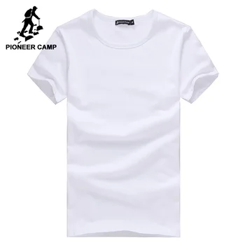 Pionieru Nometnes melns t krekls vīriešu kokvilnas 4XL vasaras cietu baltu gadījuma tshirt cilvēks īsām piedurknēm plus izmēru, t kreklu regulāri fit