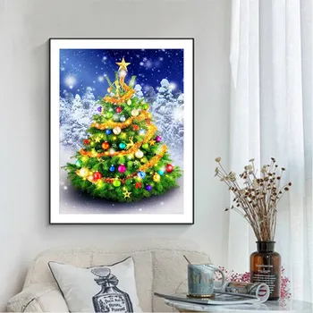 Sniega Ziemassvētku Eglīte Dimanta Krāsošanas Kārtu Pilnīgu Urbt Nouveaute DIY Mozaīkas Izšuvumi 5D Cross Stitch Mājas Dekoru Dāvanas