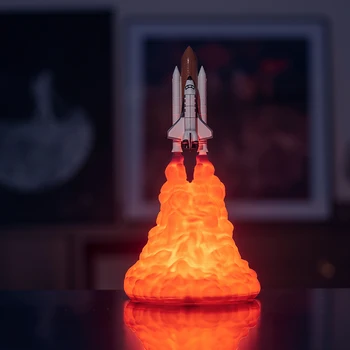 3D Drukāšana Raķešu Lampas LED Mēness ēsmas zivtiņu vadi Nakts Gaisma LED Bērni, Bērni Zēnu Guļamistaba Raķešu Ziemassvētku Radošo Dāvanu Mājas Apdare