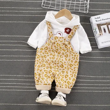 Mazie un Vidējie Bērnu Apģērbu 2021. Gada Pavasarī Jaunu Zēnu garām piedurknēm Džemperis kombinezoni ar Krūšdaļu divdaļīga Gudrs Pleds Baby Girl Uzvalks 1-5 Gadiem