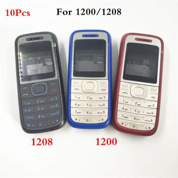10Pcs/daudz Jaunu Kvalitatīvu Segumu Par Nokia 1200 1208 Pilnībā Pabeigta, Mobilā Tālruņa Korpusa Vāku Gadījumā angļu valodas Tastatūra