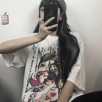 Karikatūra Izdrukāt Sieviešu T krekls Harajuku Stils Īsām Piedurknēm ar Apaļu Kakla Sieviete Tshirt Gadījuma Zaudēt Sieviešu T-krekls