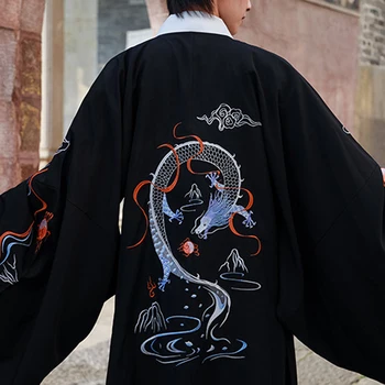 Samurai Cilvēks Kimono Set Dragon Drukāt Harajuku Seno Vintage Vīriešu Japānas Tradicionālo Apģērbu Komplekts Ķīnas Hanfu Sniegumu