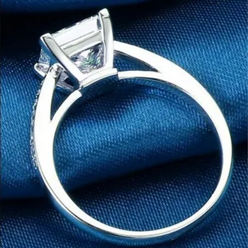 Vienkārša kvadrātveida 1ct Imitēts Diamond Gredzeni Sieviešu Iesaistīšanās Kāzu Smalkas rotaslietas Emerald 925 Sterling silver gredzeni, pirksts