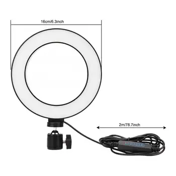 6 Collu LED Ring Light Selfie Aizpildīt Lampas 10 Līmeņu Spilgtuma regulēšana Regulējamas 3 Gaismas Režīmi Dzīves Broadcast/Foto/Ieraksta