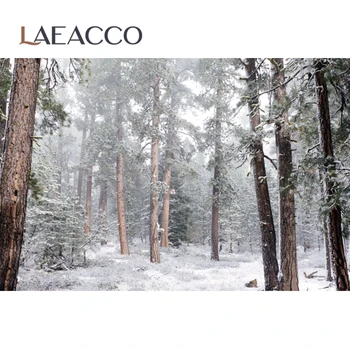 Laeacco Veco Koku Mežs, Ziema Sniega Pinte Parks, Āra Scenic Fotogrāfijas Fons Foto Fona Photocall Foto Studija