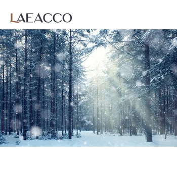 Laeacco Veco Koku Mežs, Ziema Sniega Pinte Parks, Āra Scenic Fotogrāfijas Fons Foto Fona Photocall Foto Studija