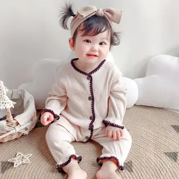 Baby Boy Romper Apģērbu Jaundzimušajam, Meitene Kokvilnas Kombinezonus Ar Garām Piedurknēm Jumpsuit Tērpiem Rudens Bērniem, Zīdaiņu Drēbes