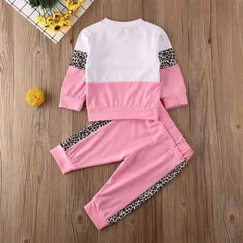 Lioraitiin 2GAB 0-5 Gadi Modes Baby Girl Zīdainis, Bērnu Apģērbs, Apģērbu Leopard sporta Krekls Bikses Bikses Meitene ar Rudens Apģērbi