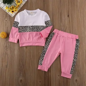 Lioraitiin 2GAB 0-5 Gadi Modes Baby Girl Zīdainis, Bērnu Apģērbs, Apģērbu Leopard sporta Krekls Bikses Bikses Meitene ar Rudens Apģērbi