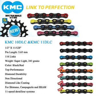KMC X11 X11EL X10SL X11SL DLC voll hohler 116 saites 10/11 geschwindigkeit MTB strabe farbige mountainbike ketten liekami Diaman