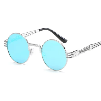 XaYbZc Apaļas Saulesbrilles Vīriešiem, Sievietēm, Metāla Punk Vintage Saulesbriļļu Zīmolu Modes Dizainers Brilles, Spogulis, Objektīvs augstākās Kvalitātes Oculo UV400