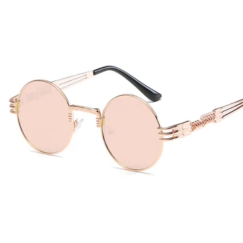 XaYbZc Apaļas Saulesbrilles Vīriešiem, Sievietēm, Metāla Punk Vintage Saulesbriļļu Zīmolu Modes Dizainers Brilles, Spogulis, Objektīvs augstākās Kvalitātes Oculo UV400