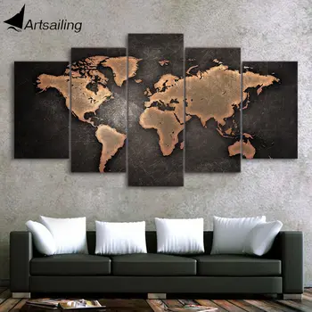 ArtSailing HD drukas 5 gabals audekls mākslas abstraktu Karti Krāsošana sienas, attēlus dzīvojamā istaba plakāti mājas apdare modernā māksla