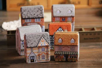 Bezmaksas piegāde Jauno 2013 Zakka Mini māju būvniecība krāsotas skārda kastē Bērni cukura kārba Bērnu Ziemassvētku dāvanu ieteikums