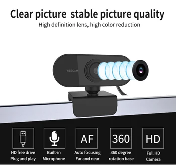 Full HD 1080P Webcam USB Mini Datoru Kameras Uzcelta Trokšņa samazināšanas Mikrofons Augstas kvalitātes Video Zvanu PC WebCamera PC Klēpjdators