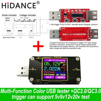 USB Type-c testeris Bezvadu Bluetooth DC Ciparu voltmetrs strāvas sprieguma mērītājs detektoru Uzraudzības Qualcomm Lādētāju QC2.0 3.0
