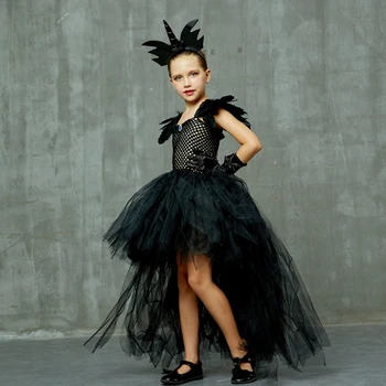 Bērnu Melns Vienradzis Halloween Kleita Dēmons Tērpi Meitenēm Karnevāls 