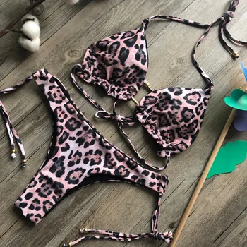 Leopards Izdrukāt Bikini 2019 Biquini Maillot De Bain Femme Sieviešu Peldkostīms Sieviešu Peldkostīms Sexy Push Up Peldkostīmi, Bikini Komplekts